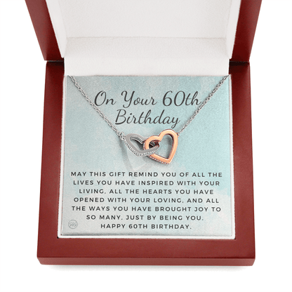 60th Birthday Gift for Women | Bday Present for Mom, Stepmom, Grandma, Friend, Employee, Funny and Heartfelt Card and Necklace 2803h