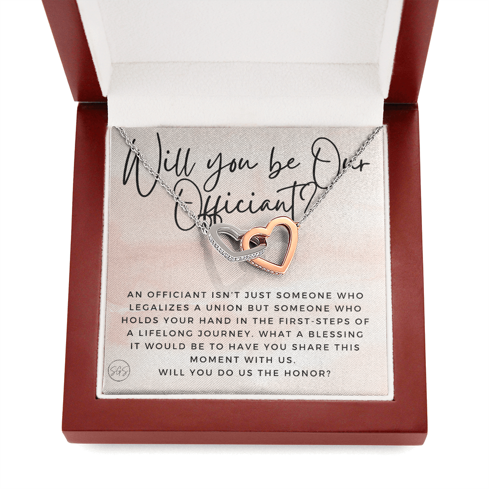 Wedding Officiant Proposal Gift | Will You Marry Us? Will You Be Our Officiant? For Friends, Best Friend Bestie Necklace Bridal Party 0817bhA