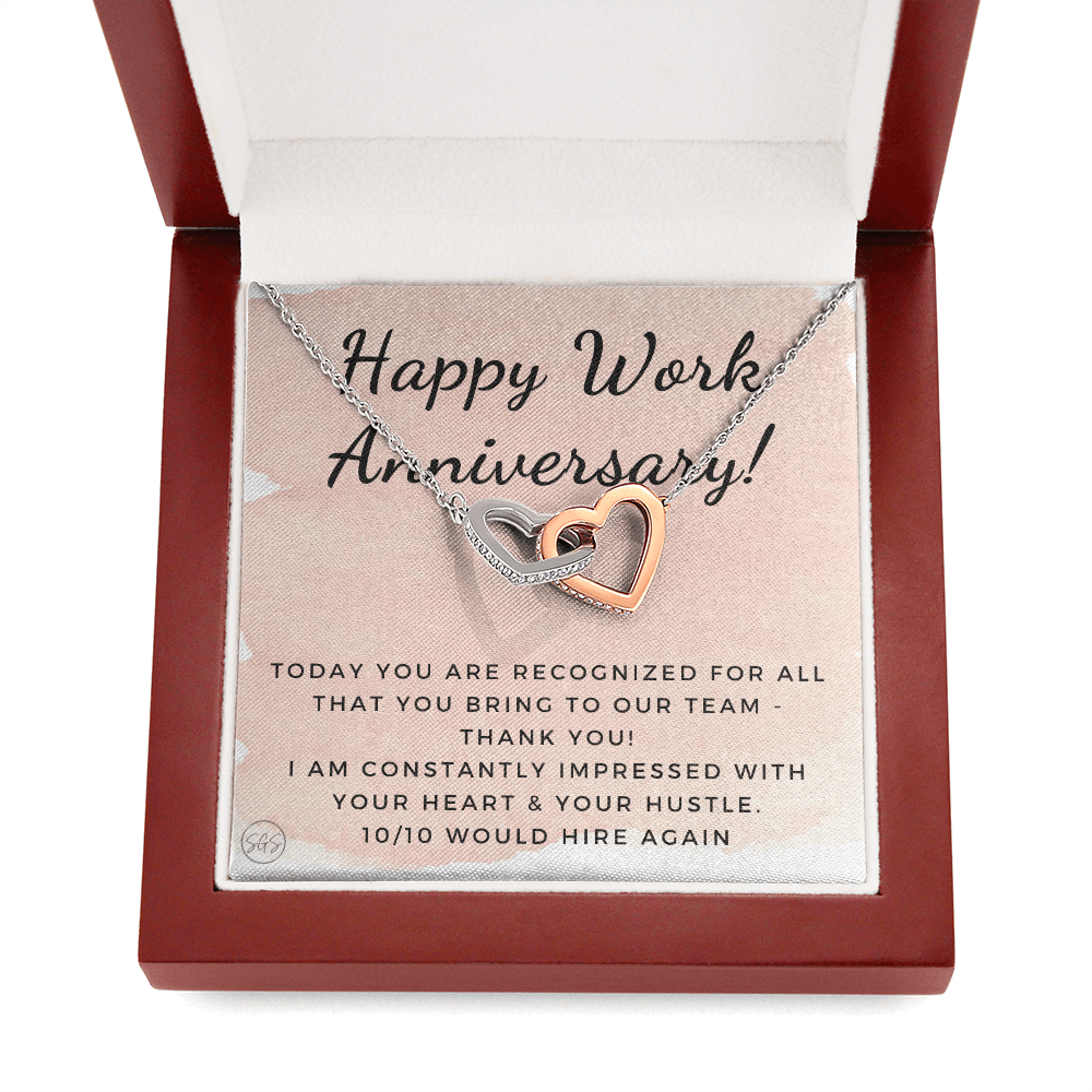 Happy Work Anniversary! Gift From Boss, Hustle, Congrats, Thank You, Christmas, Necklace, Team, Office Present, Employee Appreciation 1029aHA