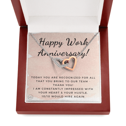 Happy Work Anniversary! Gift From Boss, Hustle, Congrats, Thank You, Christmas, Necklace, Team, Office Present, Employee Appreciation 1029aHA
