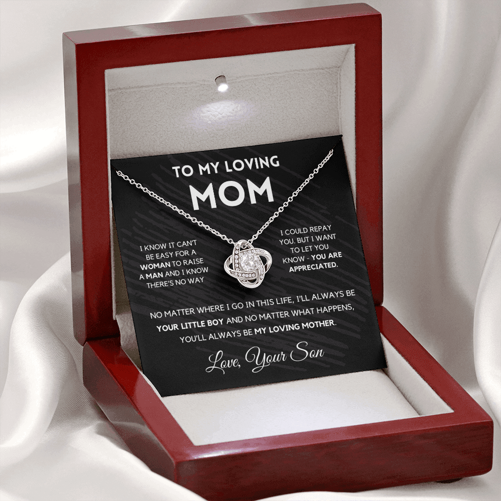 Gift For Mom from Son - I'll Always Be Your Little Boy - Love Knot Necklace | Gift for Mother's Day From Son, Mom Birthday Present M2