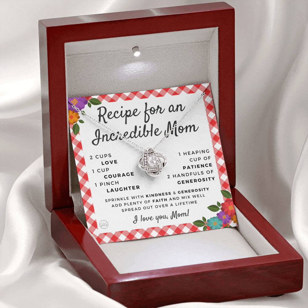 Gift for Mom | Mother's Day Necklace, Recipe for an Incredible Mother, Bonus Mom, Stepmom, From Daughter, From Son 0215hK