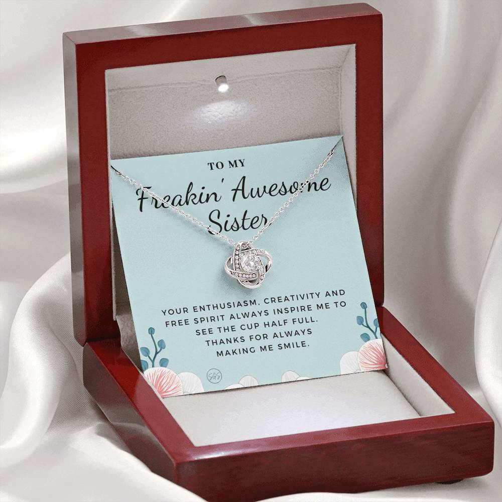 Freakin Awesome Sister 0706i Necklace Love Knot