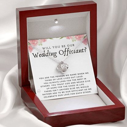 Wedding Officiant Proposal Gift | Will You Marry Us? Will You Be Our Officiant? For Friends, Best Friend Bestie Necklace Bridal Party 0817fK2