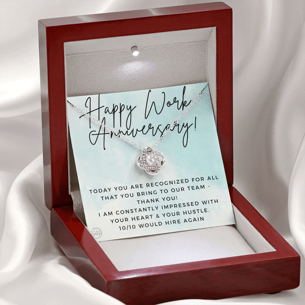 Happy Work Anniversary! Gift From Boss, Hustle, Congrats, Thank You, Christmas, Necklace, Team, Office Present, Employee Appreciation 1029bKA