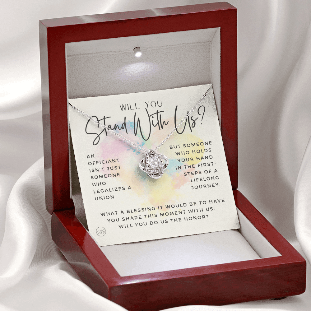 Wedding Officiant Proposal Gift | Will You Marry Us? Will You Be Our Officiant? For Friends, Best Friend Bestie Necklace Bridal Party 0131jK