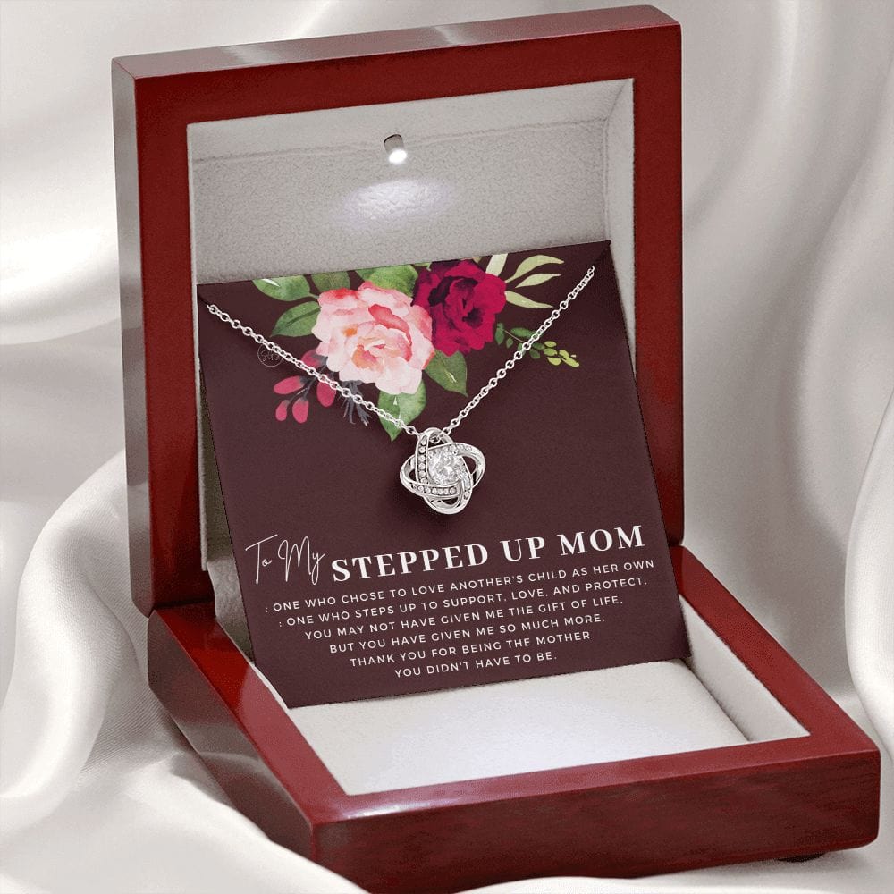 Stepped Up Mom | Christmas Gift for Stepmom, Bonus Mom Necklace, Stepmother, Grandma, Second Mama, From Step Daughter Son, Birthday, Foster