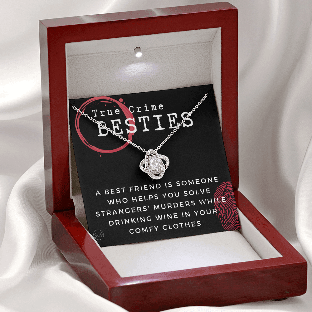 True Crime Best Friend Gift | Christmas Gift for Bestie, Funny Best Friend Necklace, True Crime & Wine, Podcast Junkie, Coffee Lover 1118-02K