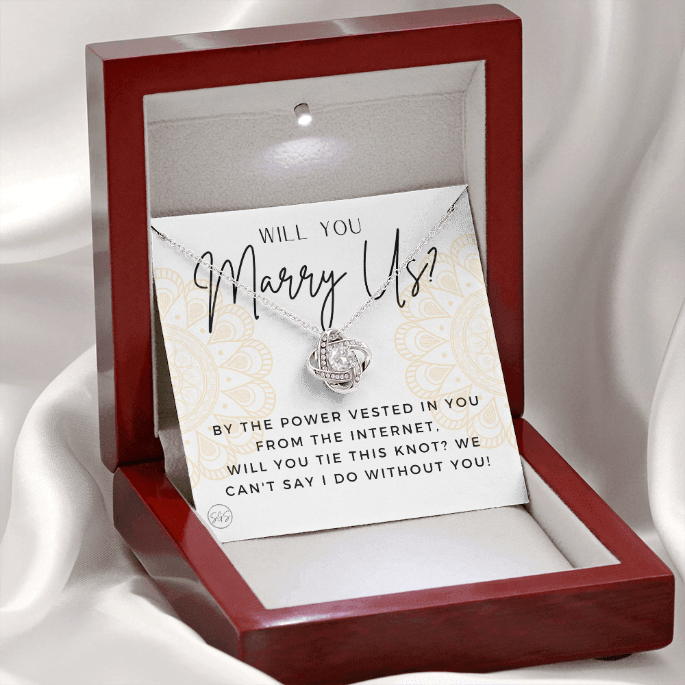 Wedding Officiant Proposal Gift | Will You Marry Us? Will You Be Our Officiant? For Friends, Best Friend Bestie Necklace Bridal Party 0817hK2