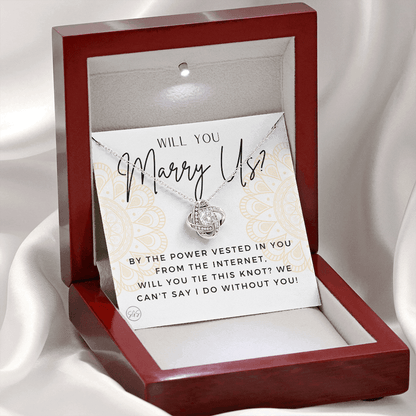 Wedding Officiant Proposal Gift | Will You Marry Us? Will You Be Our Officiant? For Friends, Best Friend Bestie Necklace Bridal Party 0817hK2