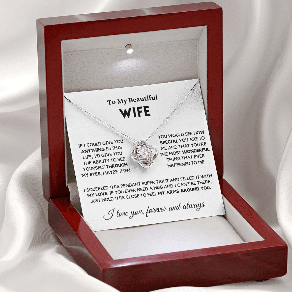 Wife - Always Here - Necklace | Gift for Wife, Annviersary Gift, Valentine's Day Present, From Husband 04wc Necklace Love Knot