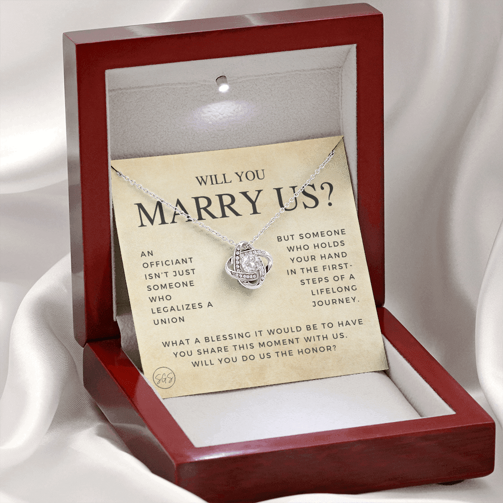 Wedding Officiant Proposal Gift | Will You Marry Us? Will You Be Our Officiant? For Friends, Best Friend Bestie Necklace Bridal Party 0131gK
