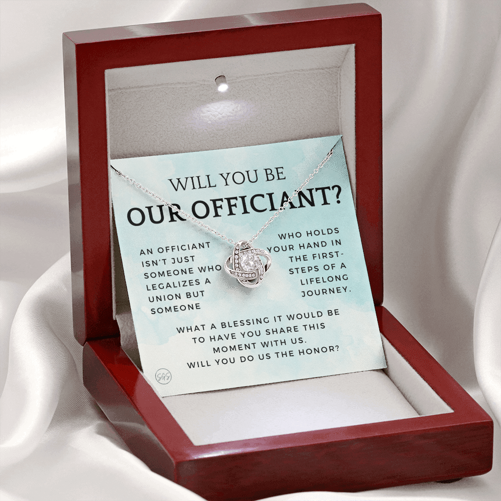 Wedding Officiant Proposal Gift | Will You Marry Us? Will You Be Our Officiant? For Friends, Best Friend Bestie Necklace Bridal Party 0131cK