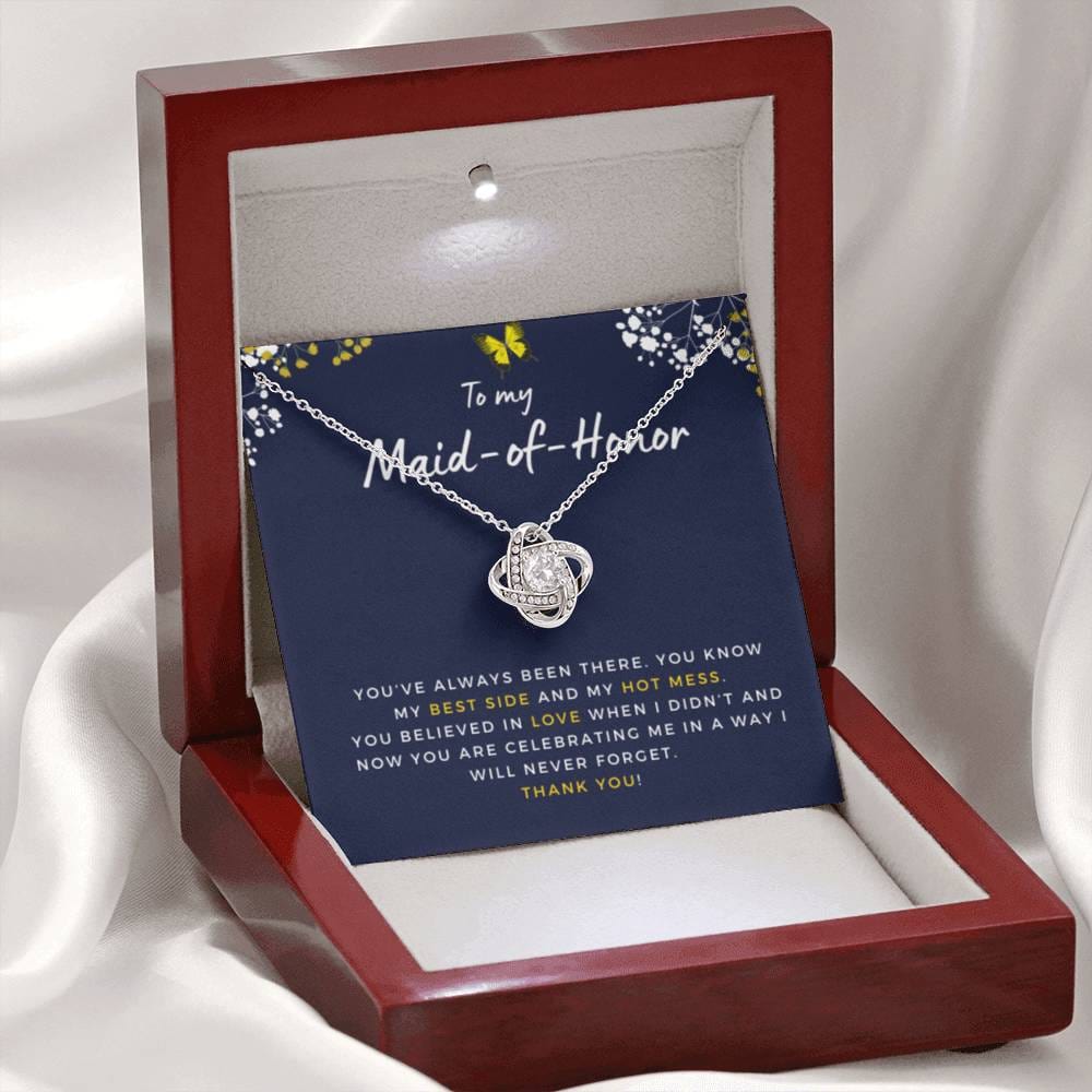 MaidofHonorBestSideandHotMess Necklace Love Knot