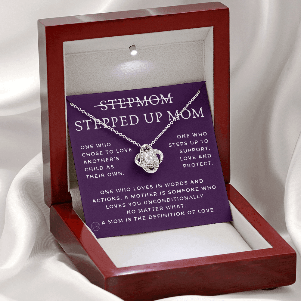 Stepped Up Mom | Gift for Stepmom, Bonus Mom, Stepmother, Grandma, Second Mama, From Step Daughter Son, Mother's Day, Birthday, Foster 125bK
