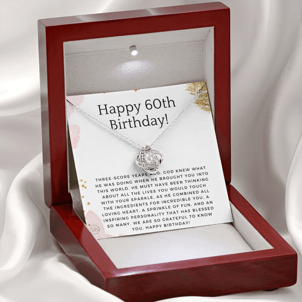 60th Birthday Gift for Women | Bday Present for Mom, Stepmom, Grandma, Friend, Employee, Funny and Heartfelt Card and Necklace 2801k