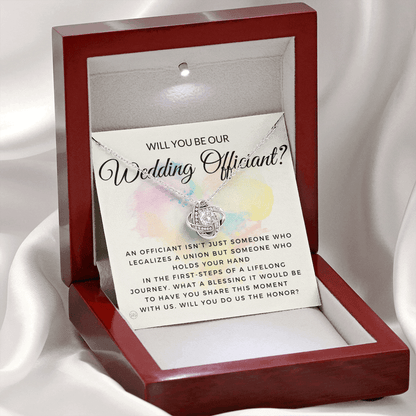 Wedding Officiant Proposal Gift | Will You Marry Us? Will You Be Our Officiant? For Friends, Best Friend Bestie Necklace Bridal Party 0131dK