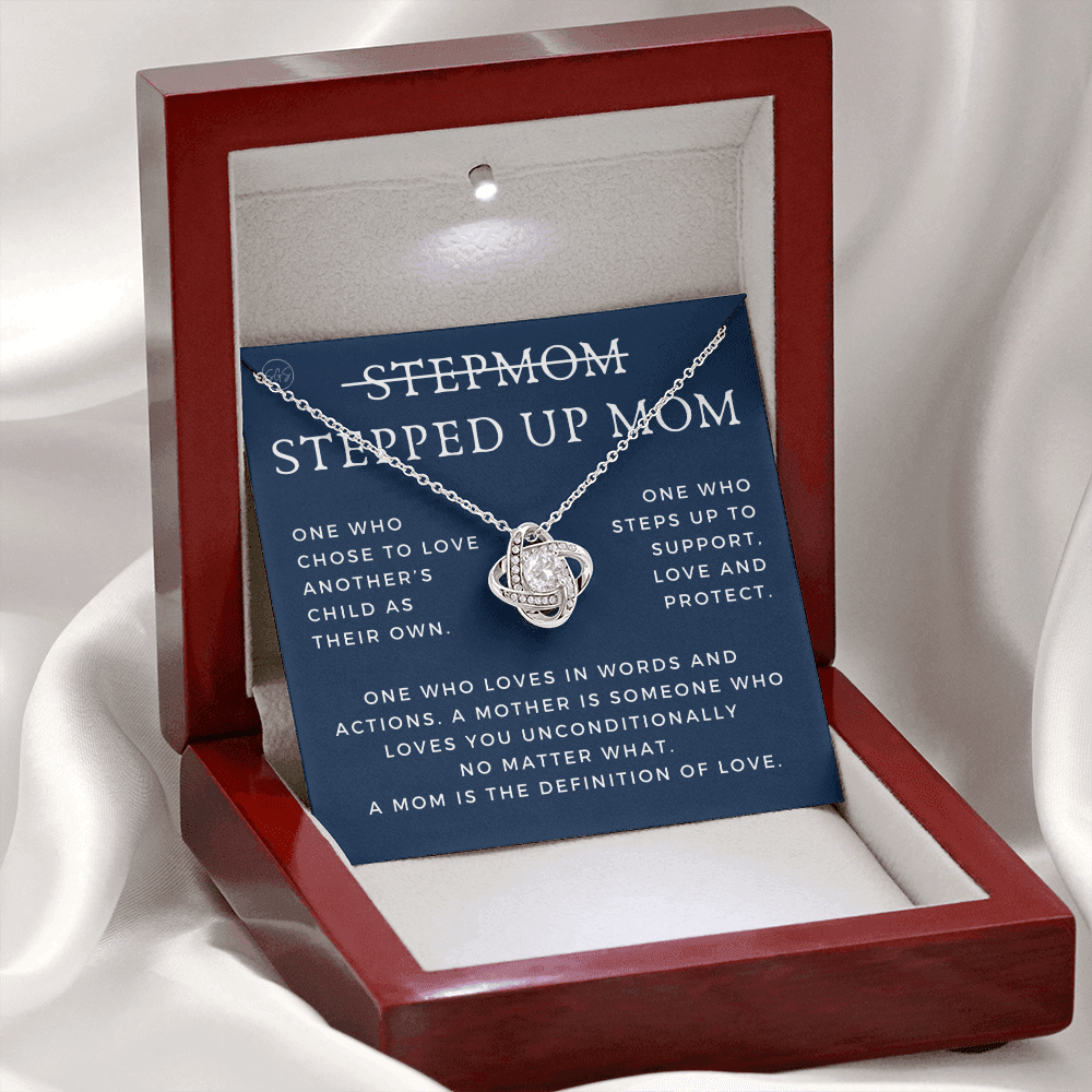 Stepped Up Mom | Gift for Stepmom, Bonus Mom, Stepmother, Grandma, Second Mama, From Step Daughter Son, Mother's Day, Birthday, Foster 125aK