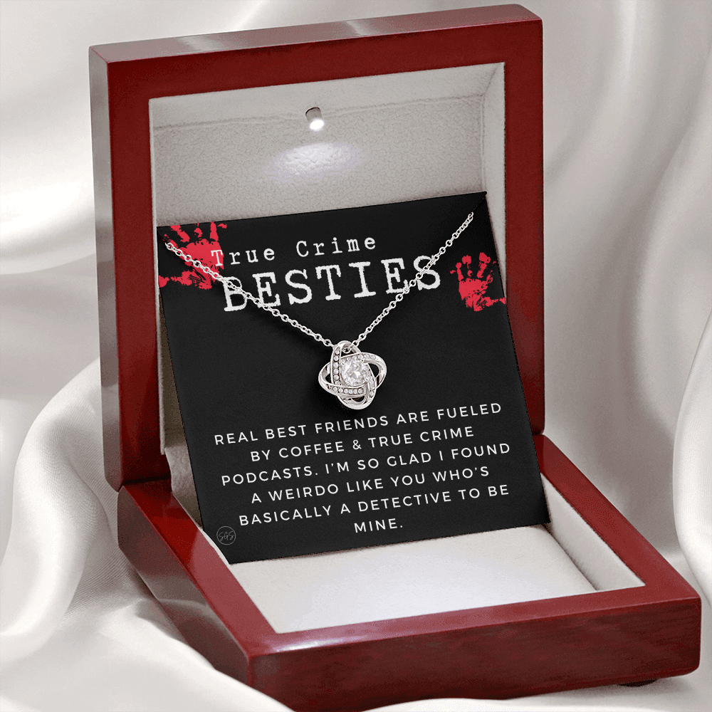 True Crime Best Friend Gift | Christmas Gift for Bestie, Funny Best Friend Necklace, True Crime & Wine, Podcast Junkie, Coffee Lover 1118-05K