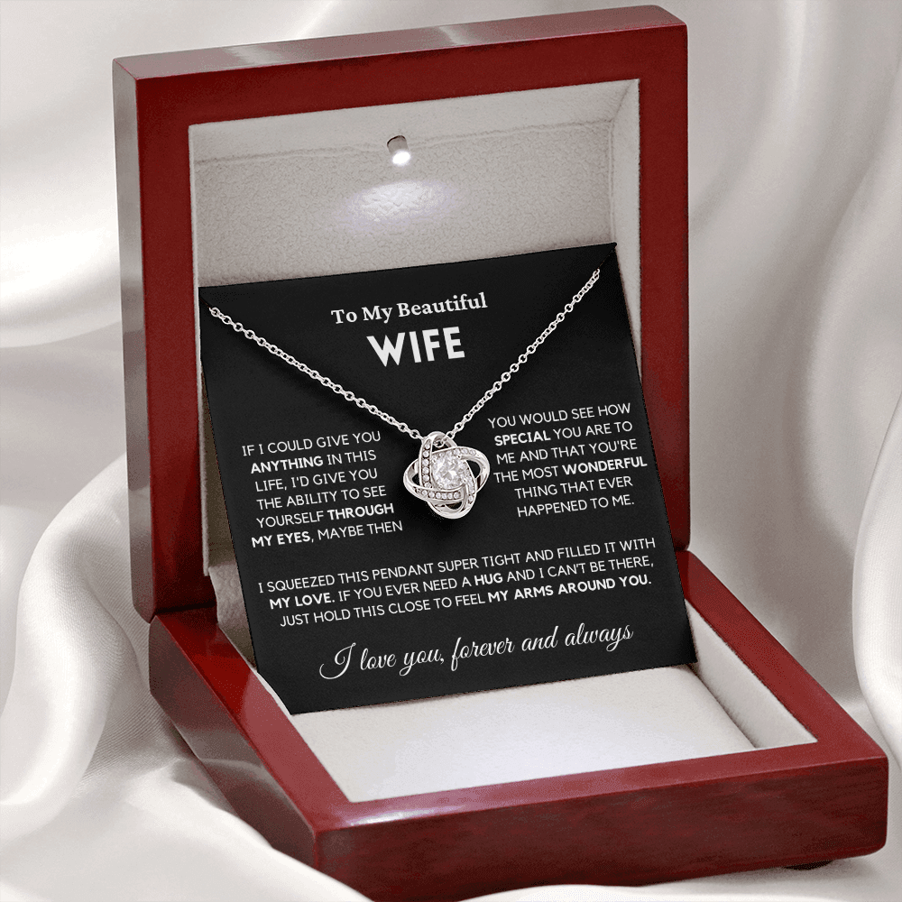 Wife - Always Here - Necklace | Gift for Wife, Annviersary Gift, Valentine's Day Present, From Husband 04wb Necklace Love Knot