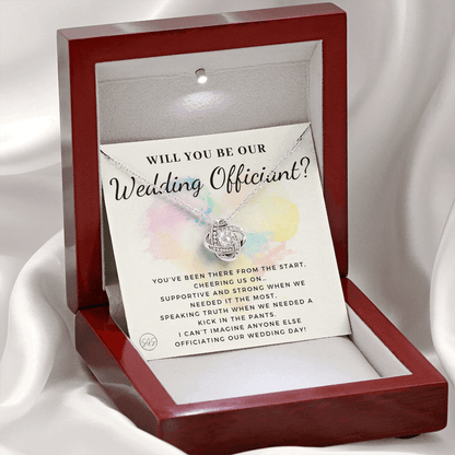 Wedding Officiant Proposal Gift | Will You Marry Us? Will You Be Our Officiant? For Friends, Best Friend Bestie Necklace Bridal Party 0817dK2