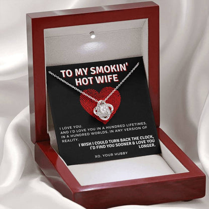 To My Smokin' Hot Wife Thumb Print | From Husband, Gift, 14K White Gold, Necklace, Pendant, Romantic, Anniversary, Birthday, Just Because, I love you