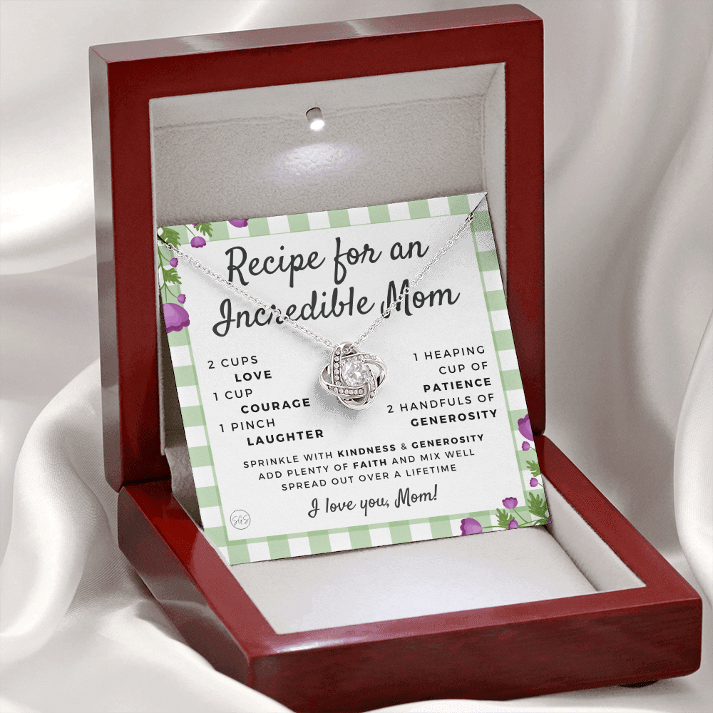 Gift for Mom | Mother's Day Necklace, Recipe for an Incredible Mother, Bonus Mom, Stepmom, From Daughter, From Son 0215fK