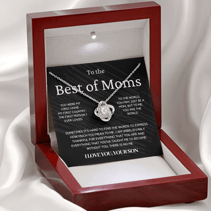 Gift for Mom from Son - You Were My First Home - Love Knot Necklace