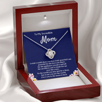 Gift for Mom | Mother's Day Gift, To My Loving Mom From Daughter, From Son, Love You to the Moon and Back, Love Knot Necklace 0422cK