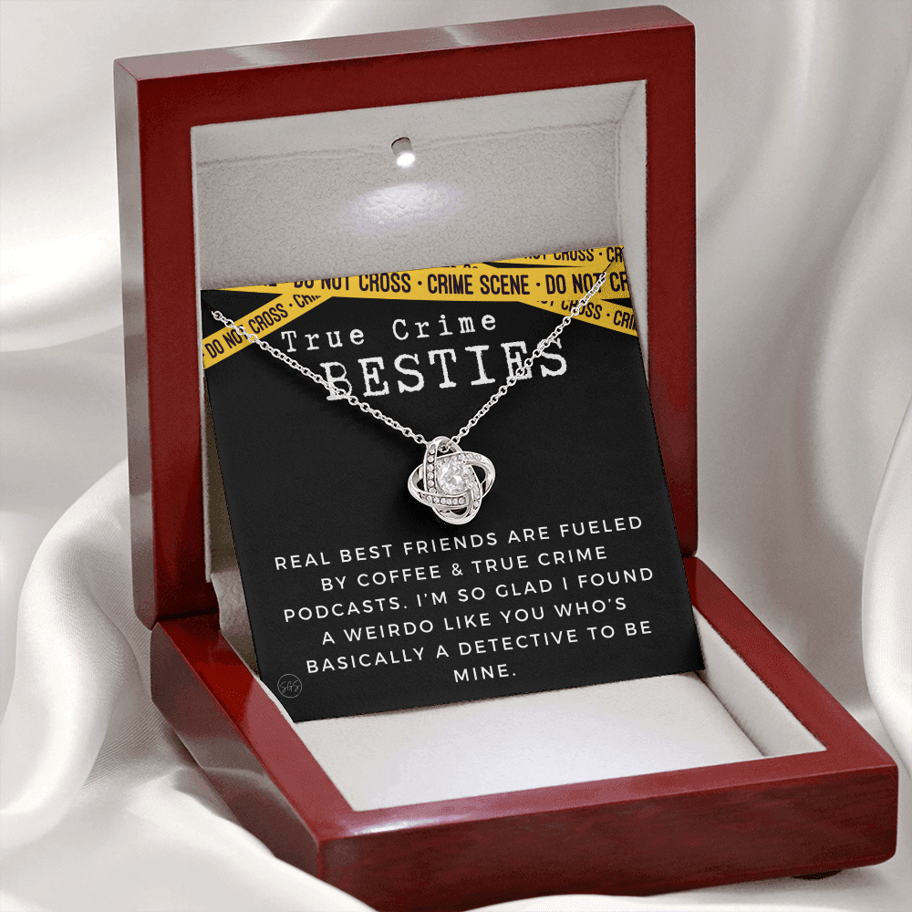 True Crime Best Friend Gift | Christmas Gift for Bestie, Funny Best Friend Necklace, True Crime & Wine, Podcast Junkie, Coffee Lover 1118-07K