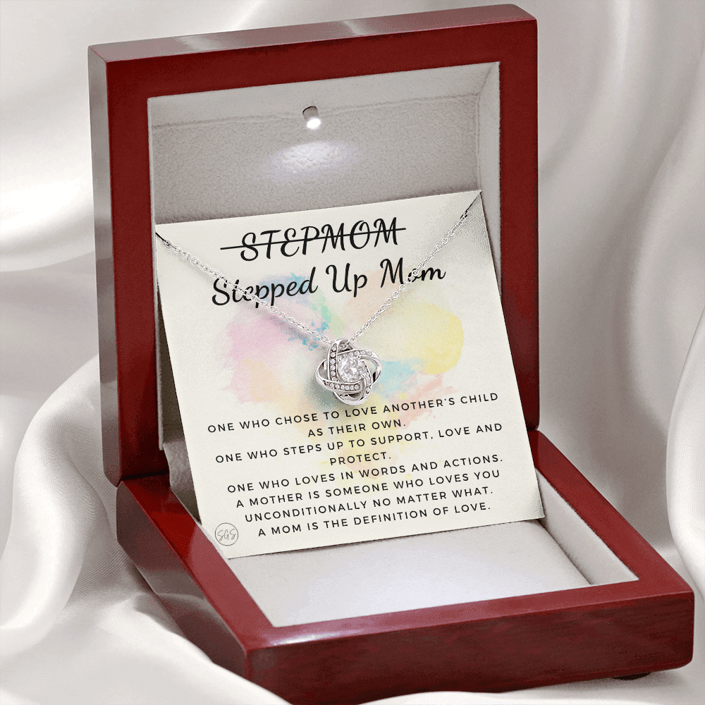 Stepped Up Mom | Gift for Stepmom, Bonus Mom, Stepmother, Grandma, Second Mama, From Step Daughter Son, Christmas, Birthday, Foster 1026eK