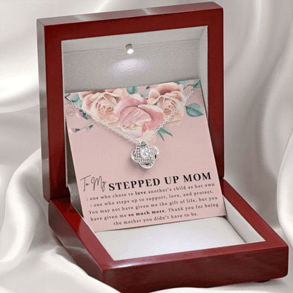 Stepped Up Mom | Christmas Gift for Stepmom, Bonus Mom Necklace, Stepmother, Grandma, Second Mama, From Step Daughter Son, Birthday, Foster