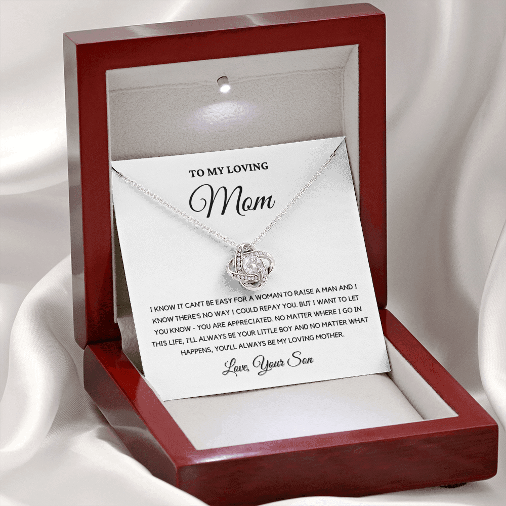 Gift For Mom from Son - I'll Always Be Your Little Boy - Love Knot Necklace | Gift for Mother's Day From Son, Mom Birthday Present M6