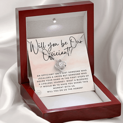 Wedding Officiant Proposal Gift | Will You Marry Us? Will You Be Our Officiant? For Friends, Best Friend Bestie Necklace Bridal Party 0817bK2