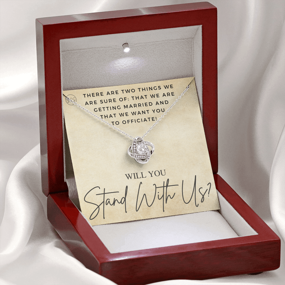 Wedding Officiant Proposal Gift | Will You Marry Us? Will You Be Our Officiant? For Friends, Best Friend Bestie Necklace Bridal Party 0131uK