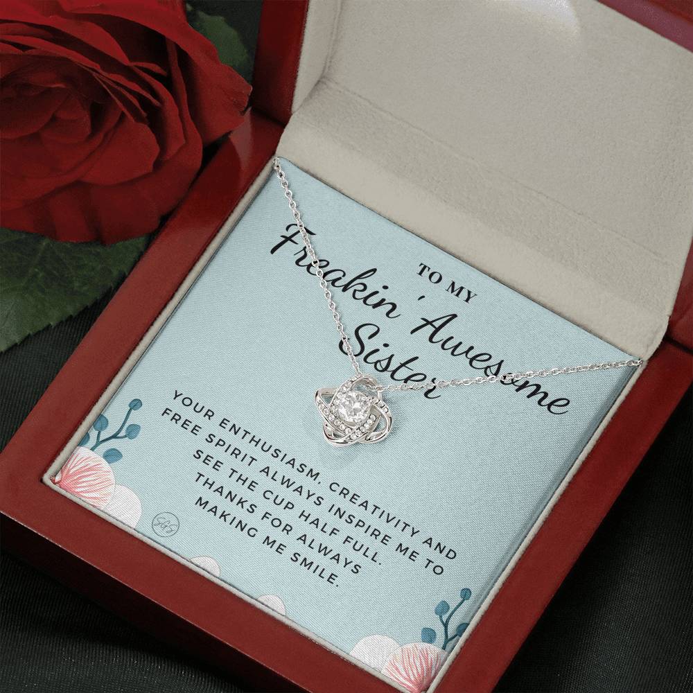 Freakin Awesome Sister 0706i Necklace Love Knot
