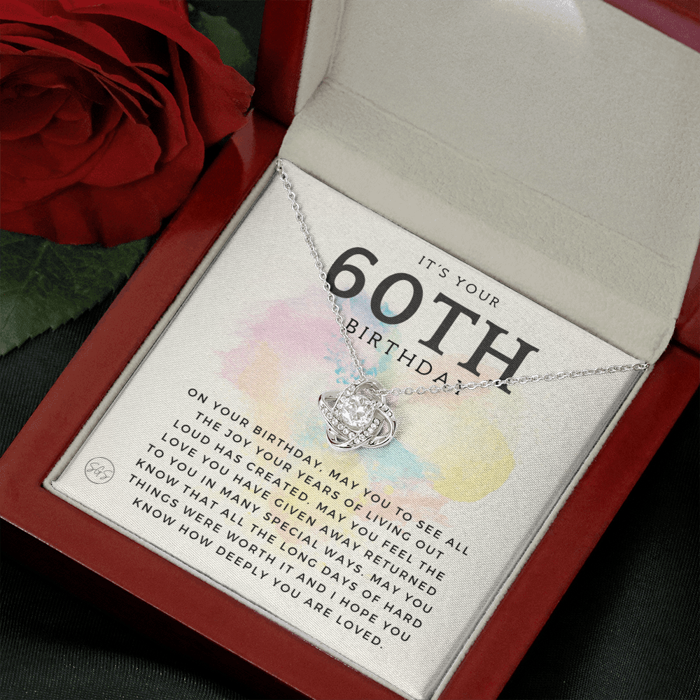 60th Birthday Gift for Women | Bday Present for Mom, Stepmom, Grandma, Friend, Employee, Funny and Heartfelt Card and Necklace 2804k