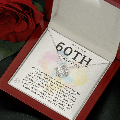 60th Birthday Gift for Women | Bday Present for Mom, Stepmom, Grandma, Friend, Employee, Funny and Heartfelt Card and Necklace 2804k