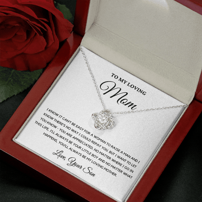 Gift For Mom from Son - I'll Always Be Your Little Boy - Love Knot Necklace | Gift for Mother's Day From Son, Mom Birthday Present M6