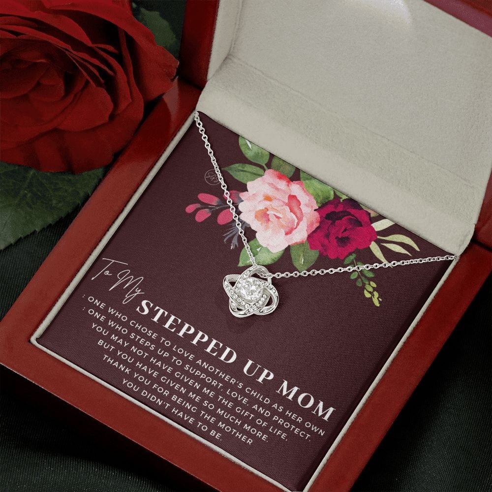 Stepped Up Mom | Christmas Gift for Stepmom, Bonus Mom Necklace, Stepmother, Grandma, Second Mama, From Step Daughter Son, Birthday, Foster