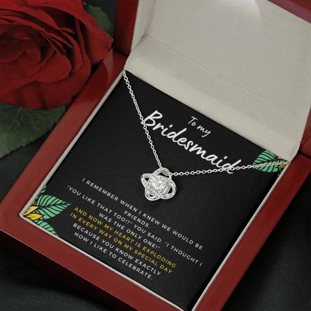 BridesmaidHeartExploding Necklace Love Knot