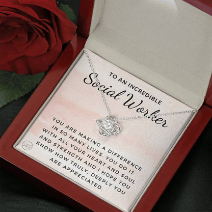 0922a social worker Necklace Love Knot