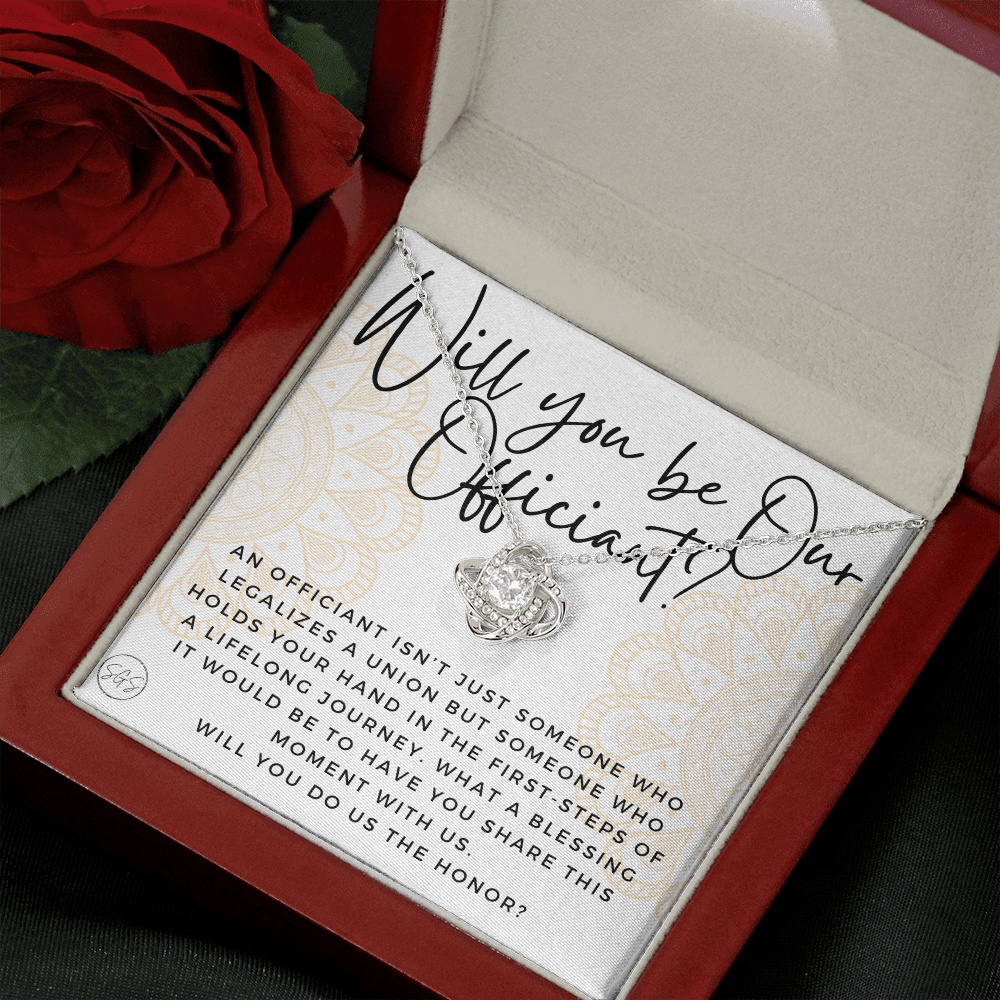 Wedding Officiant Proposal Gift | Will You Marry Us? Will You Be Our Officiant? For Friends, Best Friend Bestie Necklace Bridal Party 0817aK2