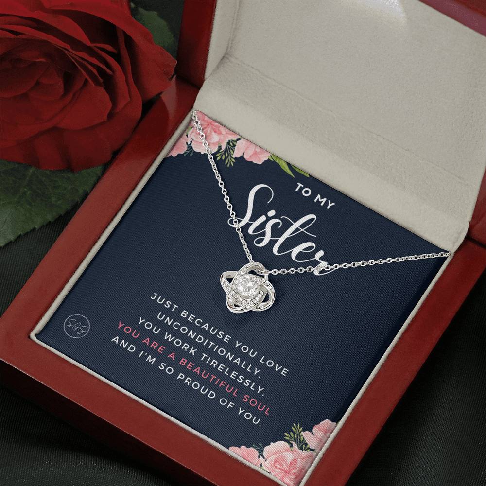 sister proud of you 0707j Necklace Love Knot