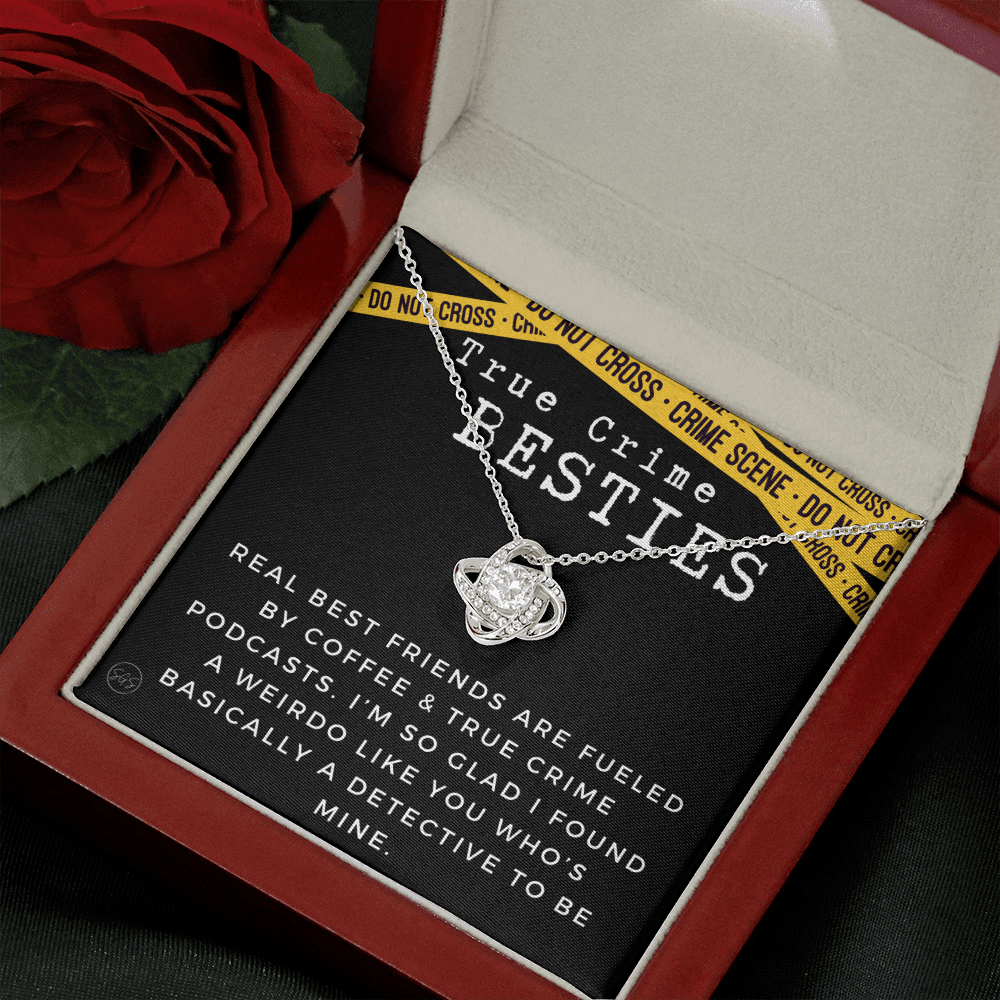 True Crime Best Friend Gift | Christmas Gift for Bestie, Funny Best Friend Necklace, True Crime & Wine, Podcast Junkie, Coffee Lover 1118-07K