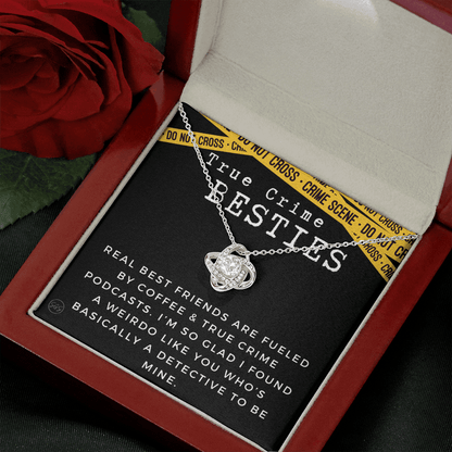 True Crime Best Friend Gift | Christmas Gift for Bestie, Funny Best Friend Necklace, True Crime & Wine, Podcast Junkie, Coffee Lover 1118-07K