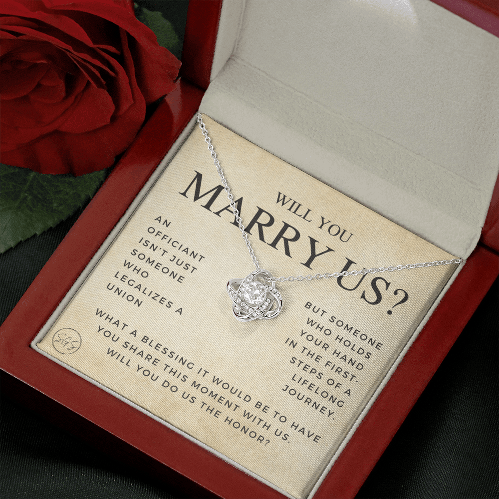 Wedding Officiant Proposal Gift | Will You Marry Us? Will You Be Our Officiant? For Friends, Best Friend Bestie Necklace Bridal Party 0131gK