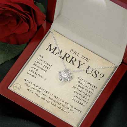 Wedding Officiant Proposal Gift | Will You Marry Us? Will You Be Our Officiant? For Friends, Best Friend Bestie Necklace Bridal Party 0131gK