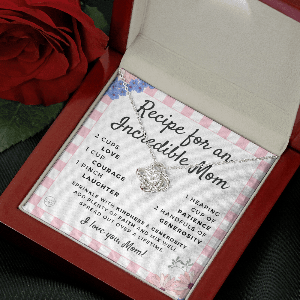 Gift for Mom | Mother's Day Necklace, Recipe for an Incredible Mother, Bonus Mom, Stepmom, From Daughter, From Son 0215dK