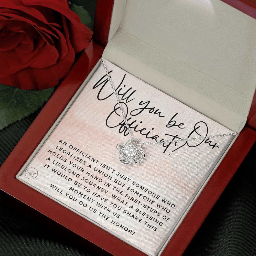Wedding Officiant Proposal Gift | Will You Marry Us? Will You Be Our Officiant? For Friends, Best Friend Bestie Necklace Bridal Party 0817bK2